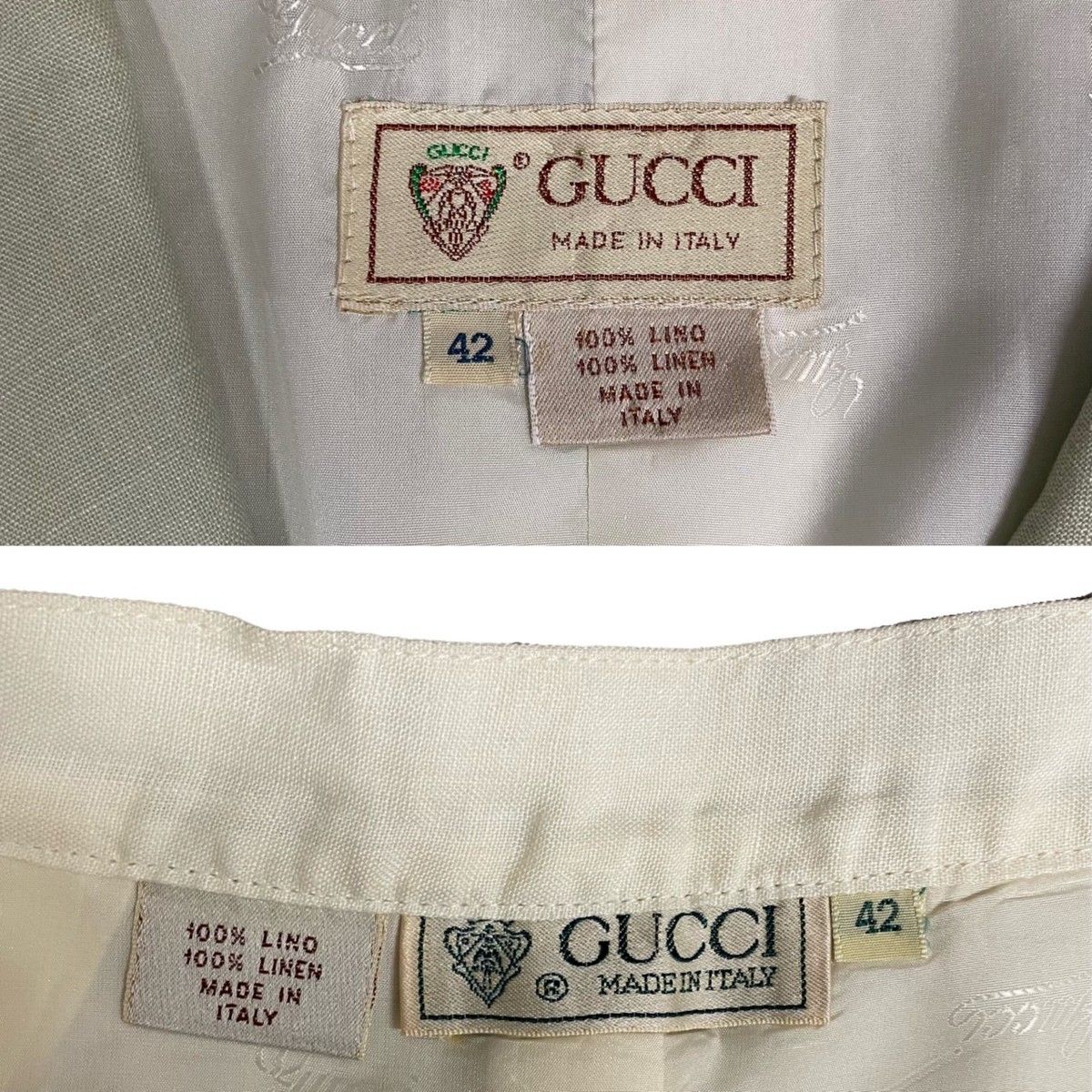 美品 レア GUCCI グッチ リネン 麻 サイズ 42 セットアップ ジャケット