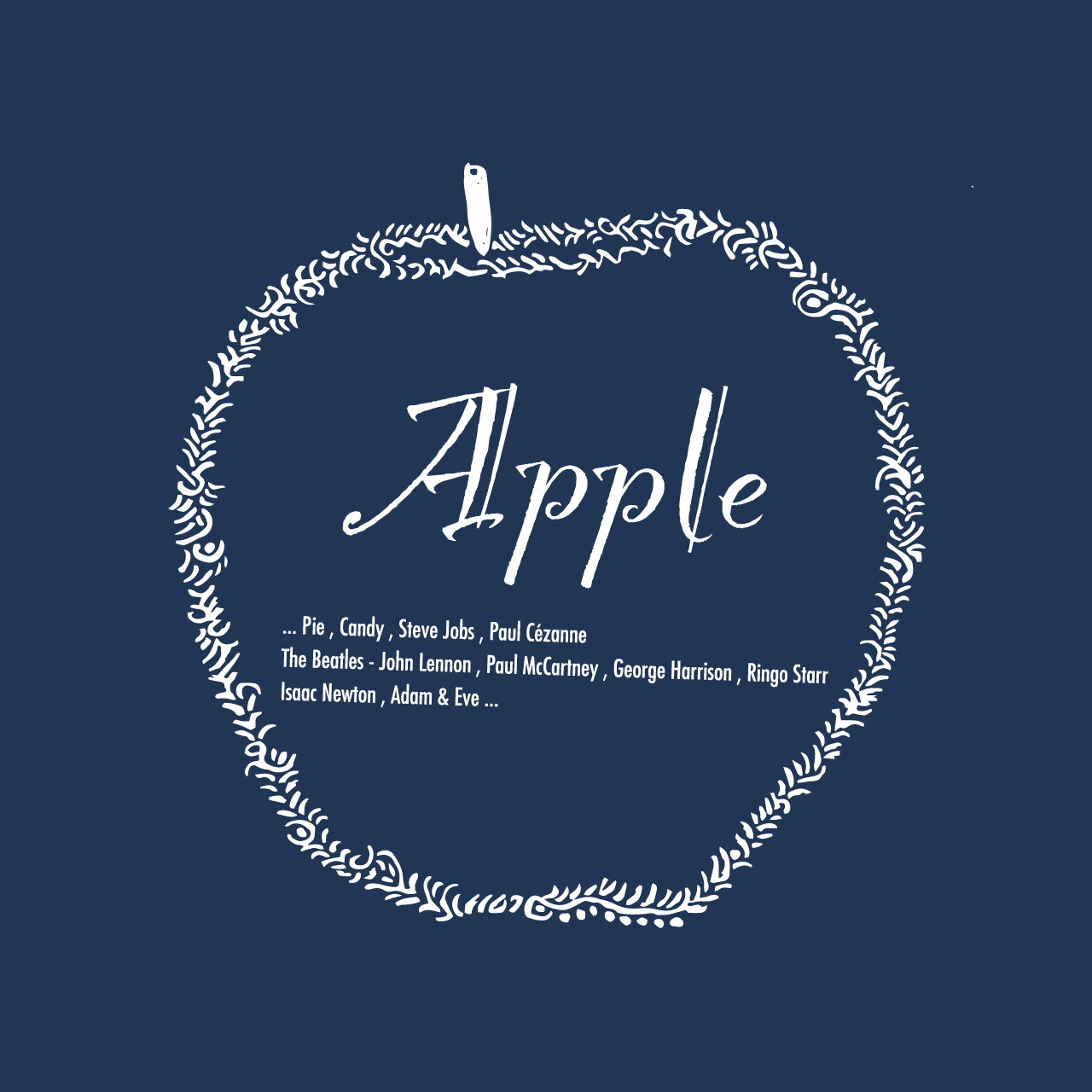 グラフィックロングTシャツ　Think Apple Mono / Black -Long-