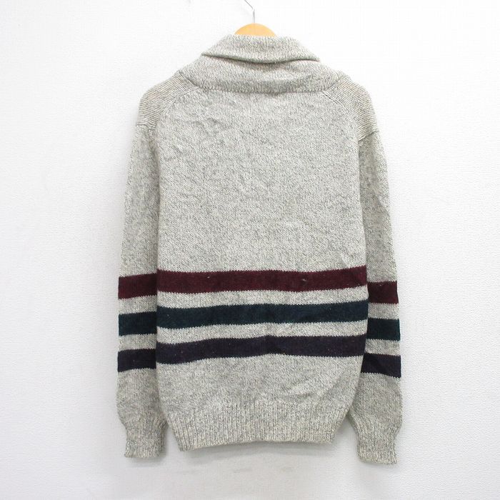 M/古着 長袖 セーター メンズ 90s ウール ショールカラー 薄グレー他 25oct03 中古 ニット トップス