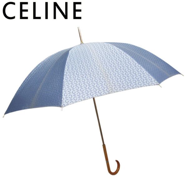 セリーヌ CELINE 傘 Cマカダム ブルー ベージュ レディース 中古