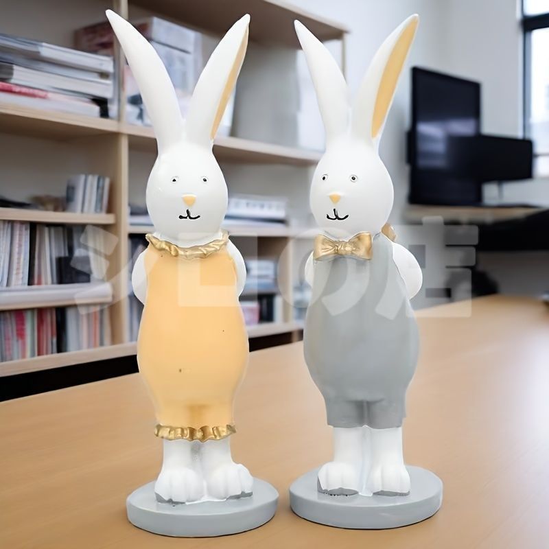 オブジェ 置物 卵を持っているウサギ うさぎ ラビット 2個セット インテリア リビング ダイニング 玄関 寝室 装飾 オーナメント 樹脂 プレゼント ギフト オシャレ イースター 棚装飾