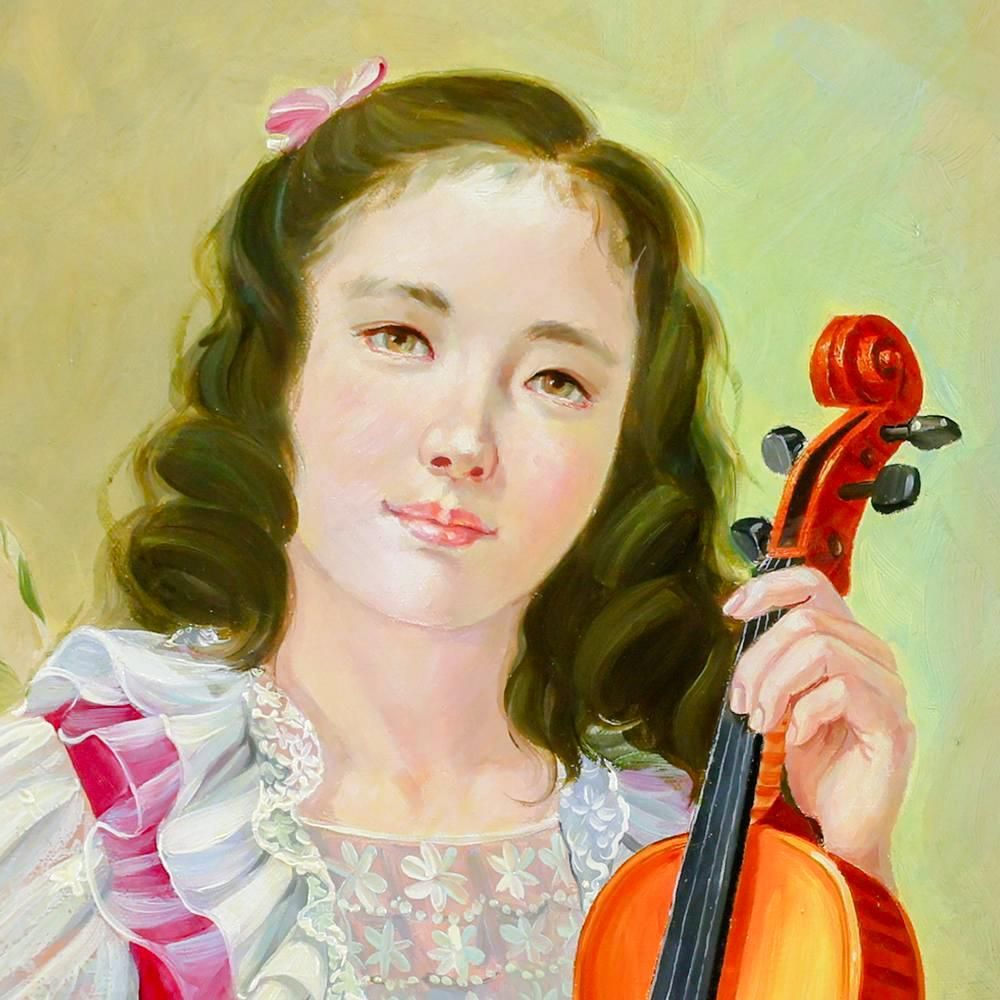 島根清先生　油彩画　「バイオリンと少女」F10 島根 清 バイオリンと少女 「バイオリンと少女」F10 島根清先生 島根清