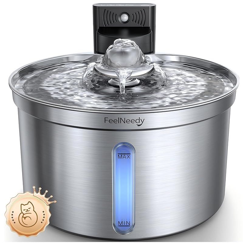 猫 給水器 コードレス充電式 自動 FEELNEEDYステンレス製 ペット用ウォーターボウル 3段階水流モード（センサー/間欠/連続） 多層フィルター付き ワイヤレス 猫 水飲み場 給水機 304ステンレス FN-W19