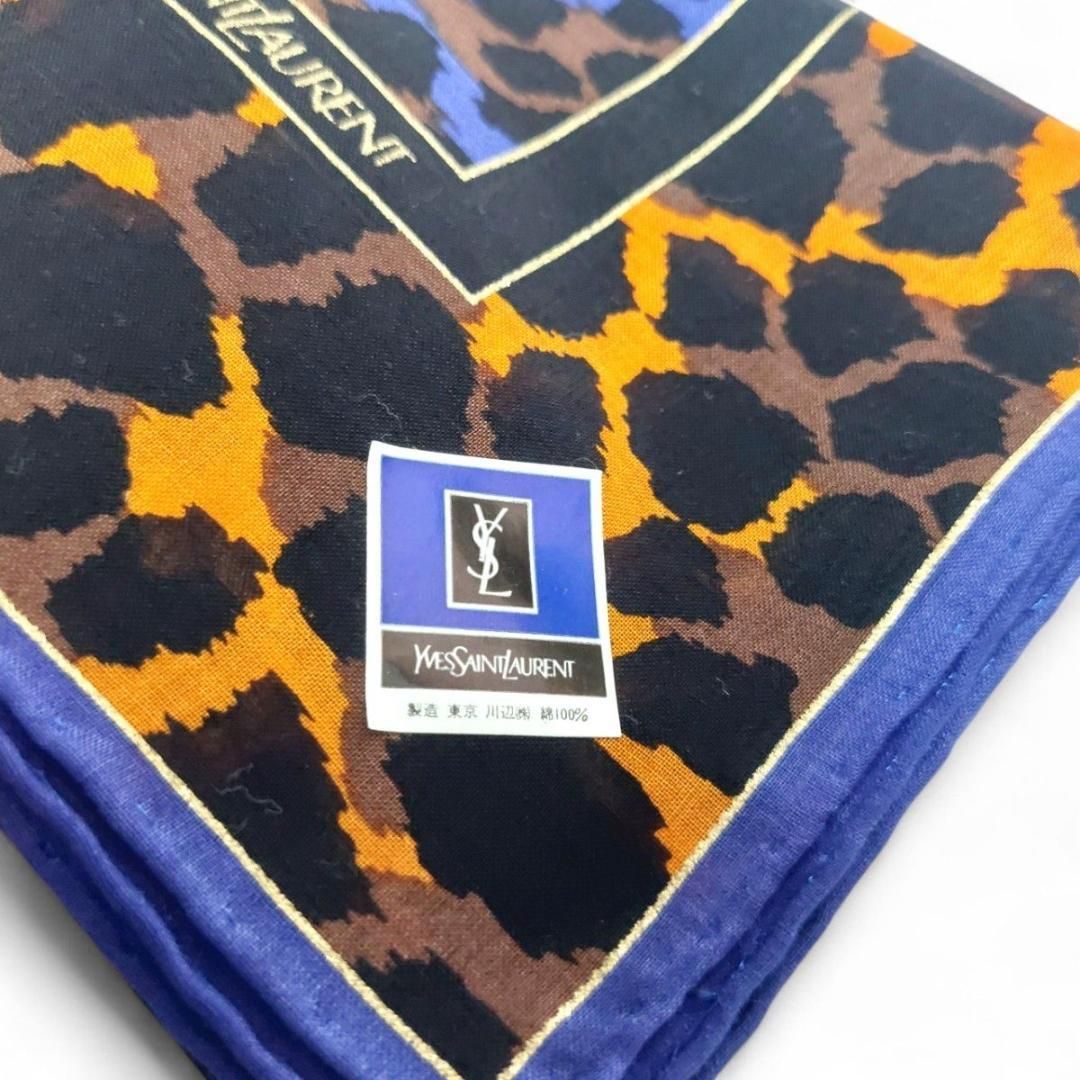 美品！イブサンローランレオパードハンカチ三枚セット　お得です！ 未使用 Yves Saint Laurent イヴサンローラン ハンカチ 大判