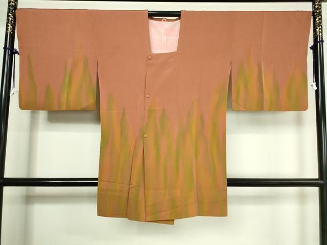 平和屋着物道行コート　抽象文様　暈し染め　ロング丈　正絹　逸品　DAAK9285cm