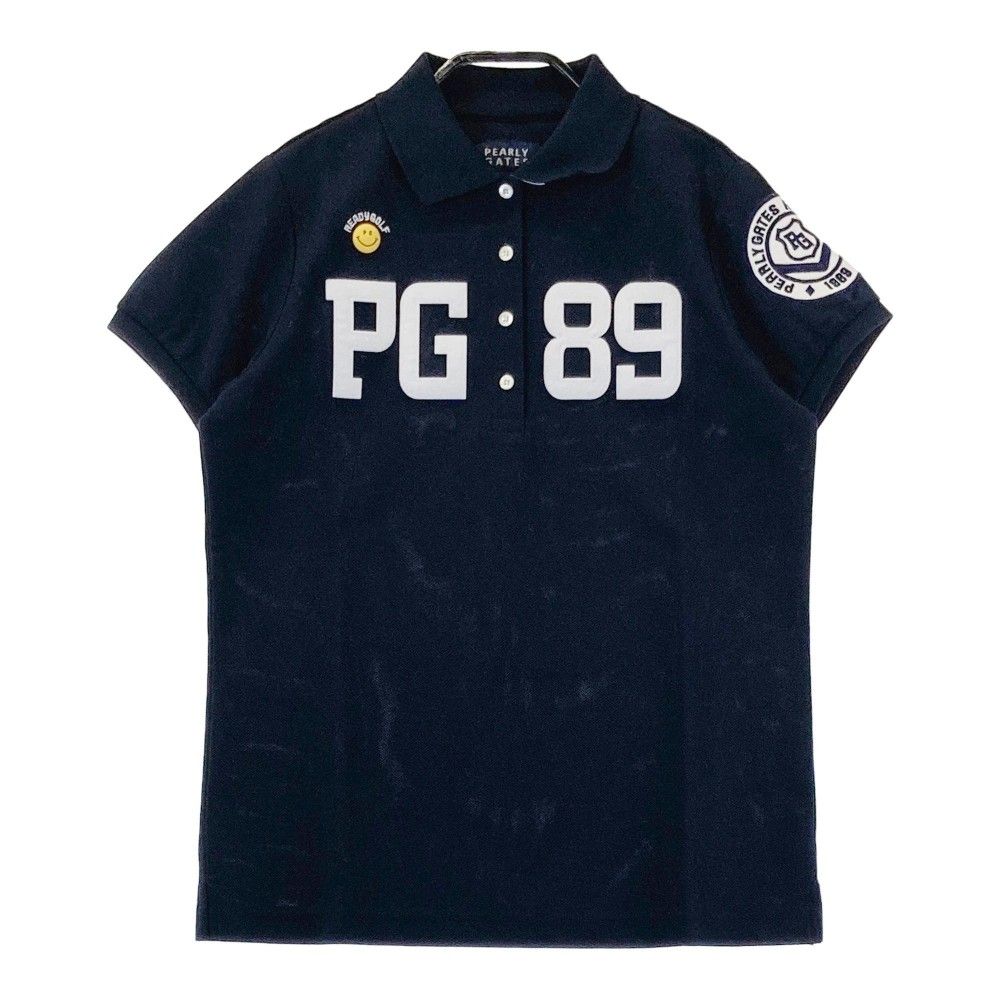 サイズ：1 PEARLY GATES パーリーゲイツ  半袖ポロシャツ ニコちゃん ワッペン  ネイビー系 [240101344669]# ゴルフウェア レディース ストスト
