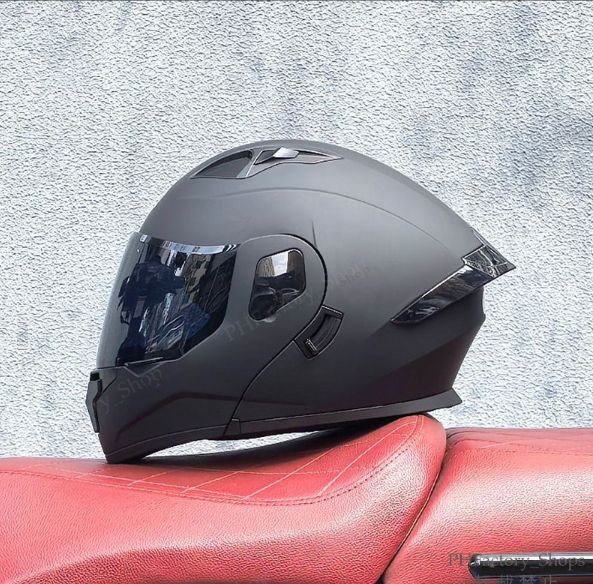 バイクヘルメット フリップアップヘルメット フルフェイスヘルメット DOT承認 クラッシュヘルメット 耐久性 安全性 通気性 男女兼用 マットブラック A143