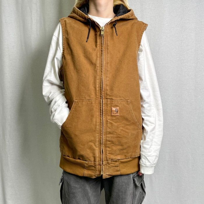 Carhartt カーハート フード付き ワークベスト ダックベスト フリースライナー メンズL相当 
