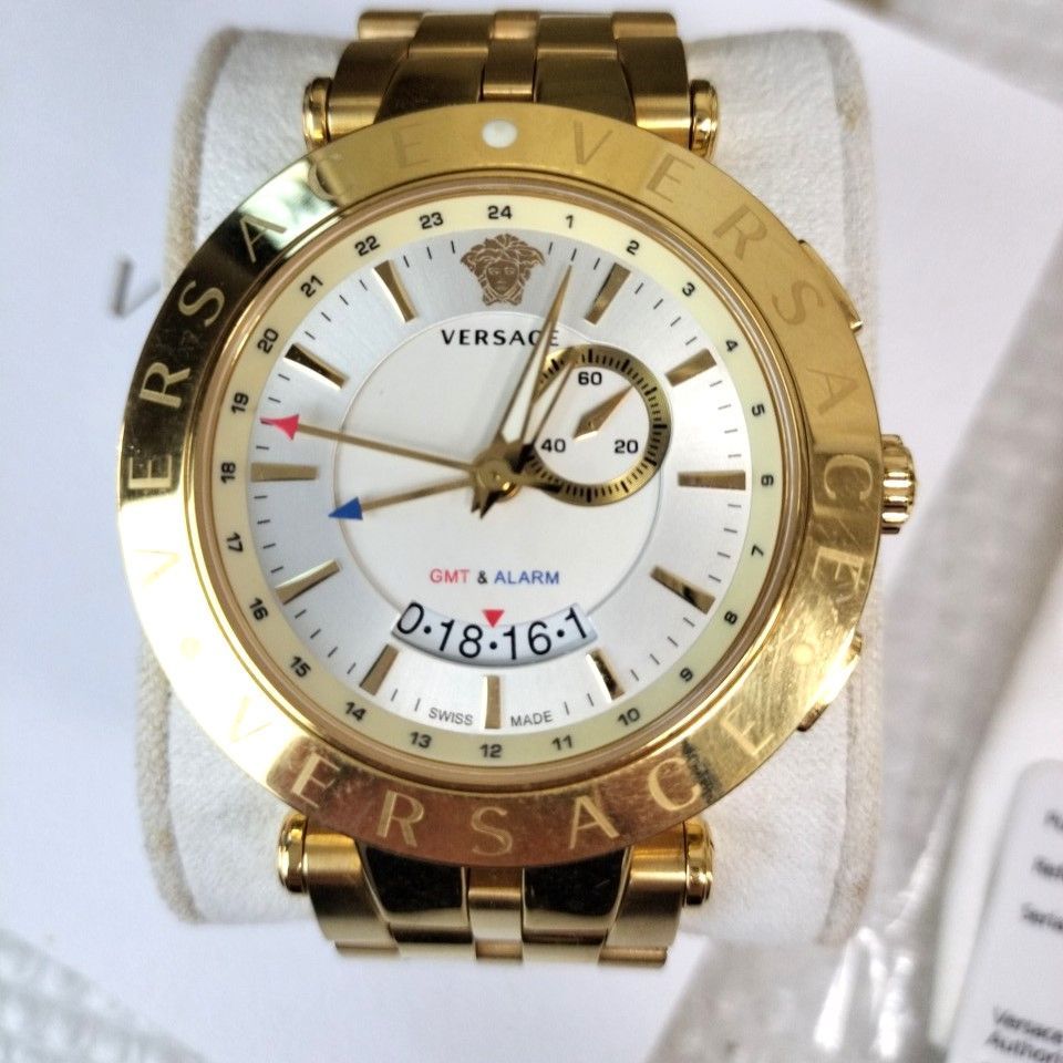 箱/ギャランティー付☆VERSACE/ヴェルサーチ☆腕時計/Vレース GMT ...