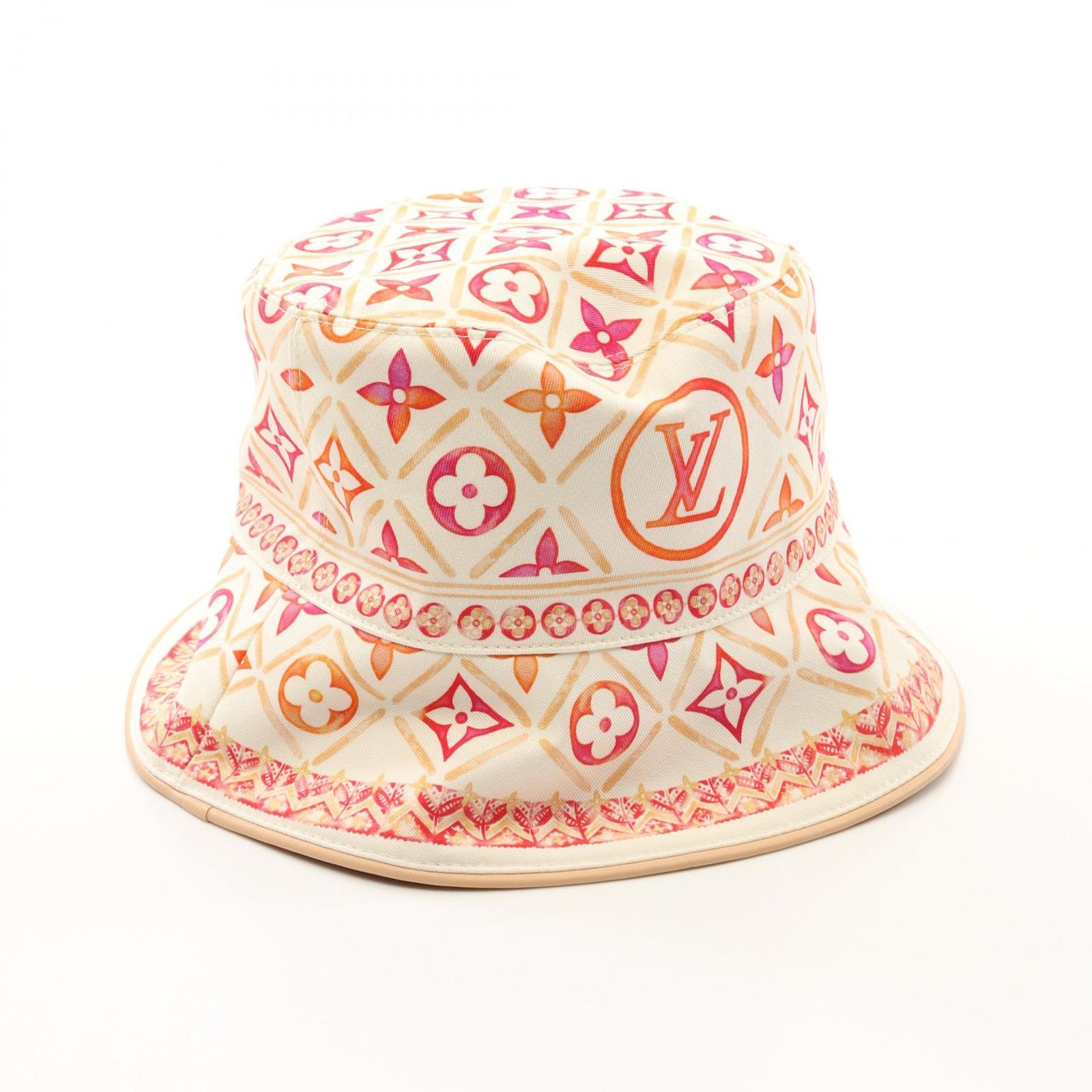 ルイ ヴィトン LOUIS VUITTON その他帽子 LVタイルズ M7126M ピンク キャンバス バケットハット レディース Used A