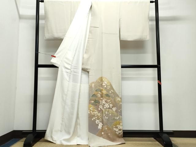 平和屋着物●豪華色留袖 駒刺繍 松花文 金彩 正絹 CAAY2808vf