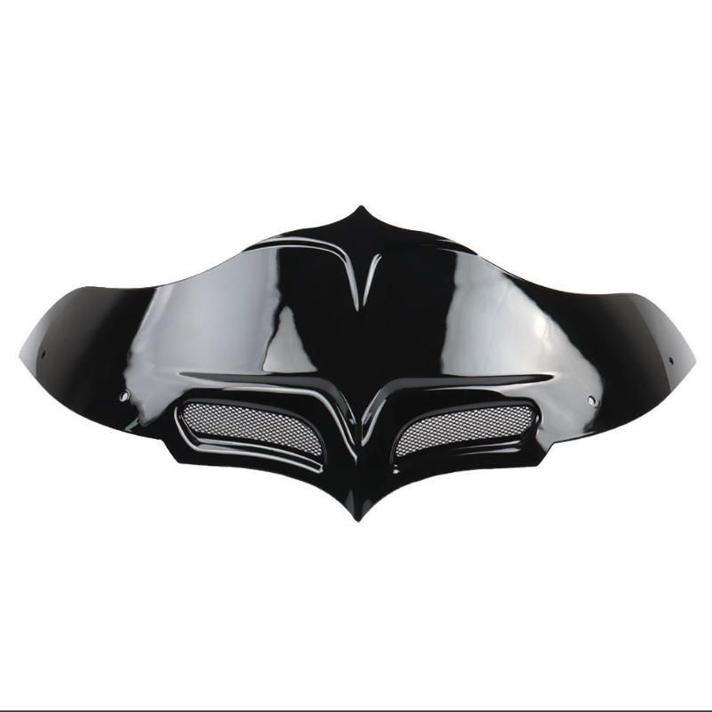 ハーレー Road Glide 2015- 対応 蝙蝠スタイル フロントダブルヘッドライトフェアリング 黒 アクリル風防カスタムパーツ