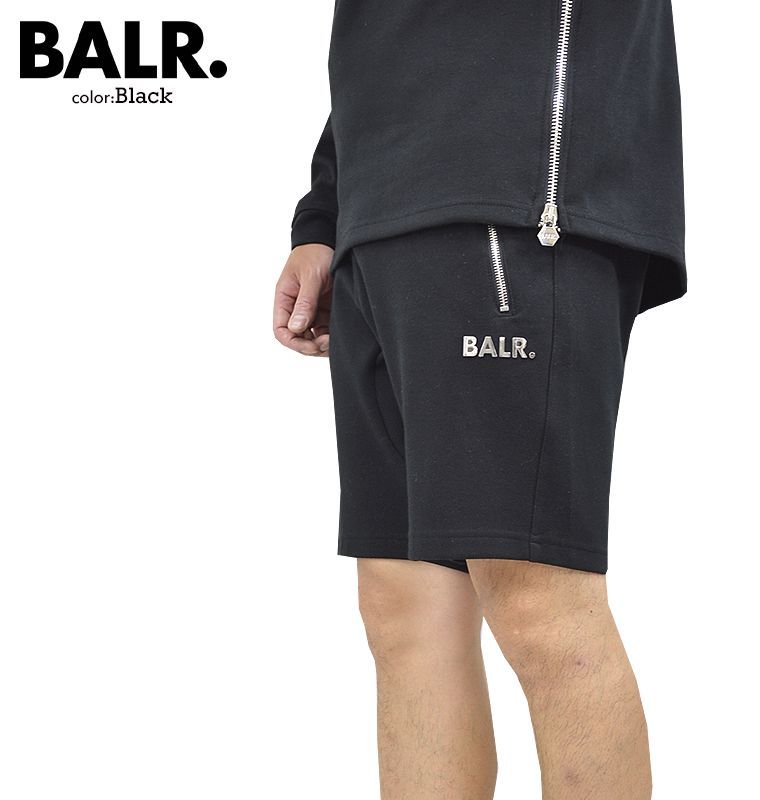 【美品】BALR. スウェットショートパンツ メタルロゴ ブラック BALR. ボーラー Q-Series Sweat Shorts ハーフパンツ ショート