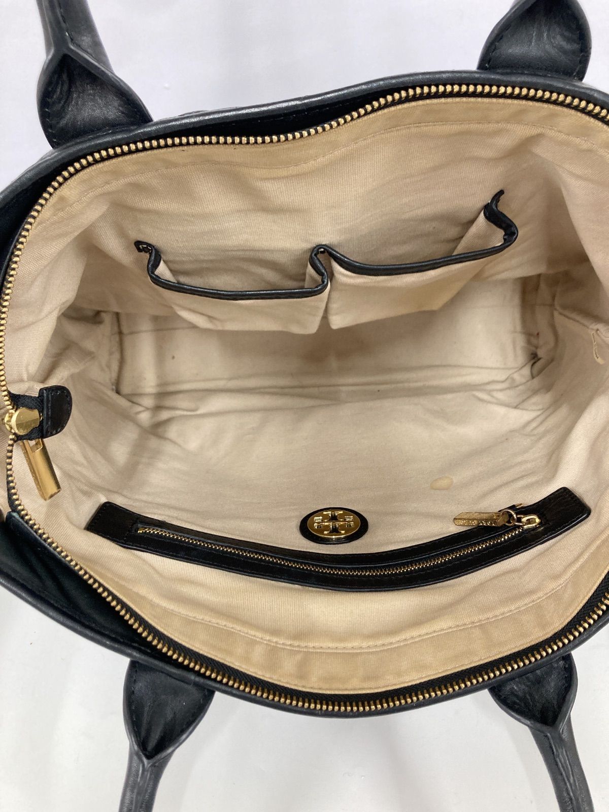 TORY BURCH キルティング レザー トートバッグ ビジネス 黒 A4