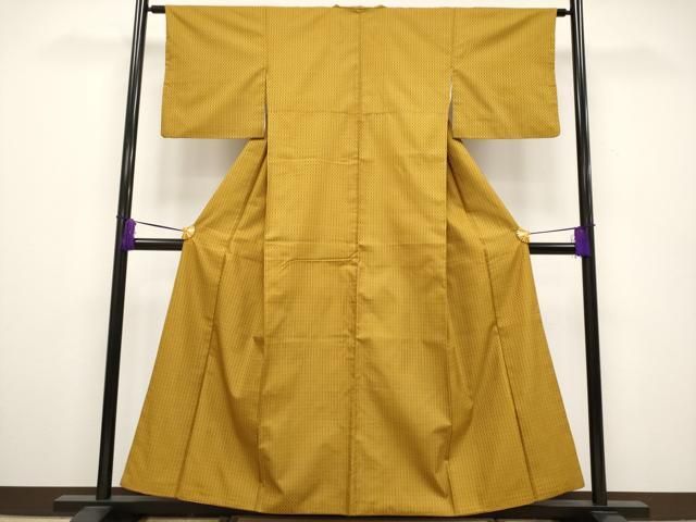 平和屋本店∞極上　山下八百子　本場黄八丈　市松綾織　道中着　ロング丈　単衣　逸品　DZAB4692kh6 楽天市場】平和屋本店□極上 山下八百子 本場黄八丈 紬 市松