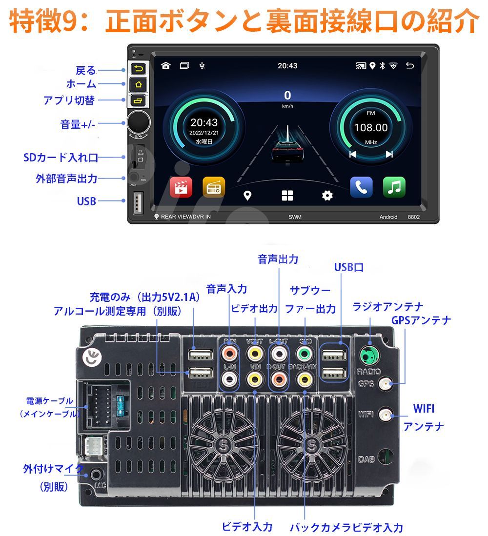 最新モデル N09C2 Android式カーナビ2+32GBラジオCarplay - カーナビ