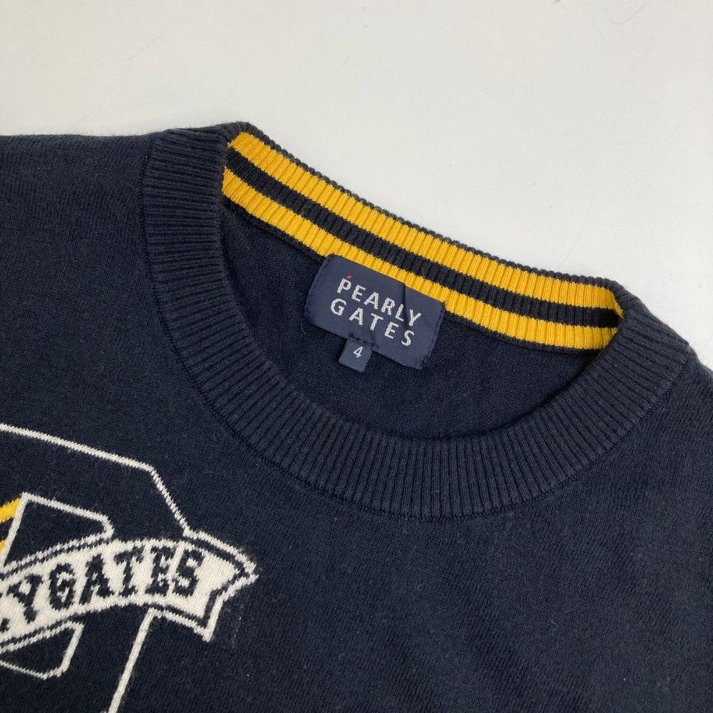 カシミヤ100% パーリーゲイツ　ニット　セーター　4 S〜M相当　千鳥格子　紺 サイズ：4 PEARLY GATES パーリーゲイツ カシミヤ混 ニットセーター