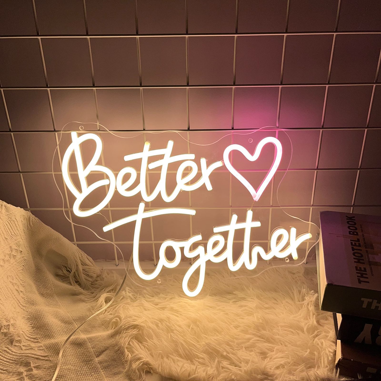 Better Togetherネオンサイン LEDネオンライトサイン ホーム パーティー クリスマス 結婚式 再利用 ギフト用のアートウォールデコレーションライト 調光