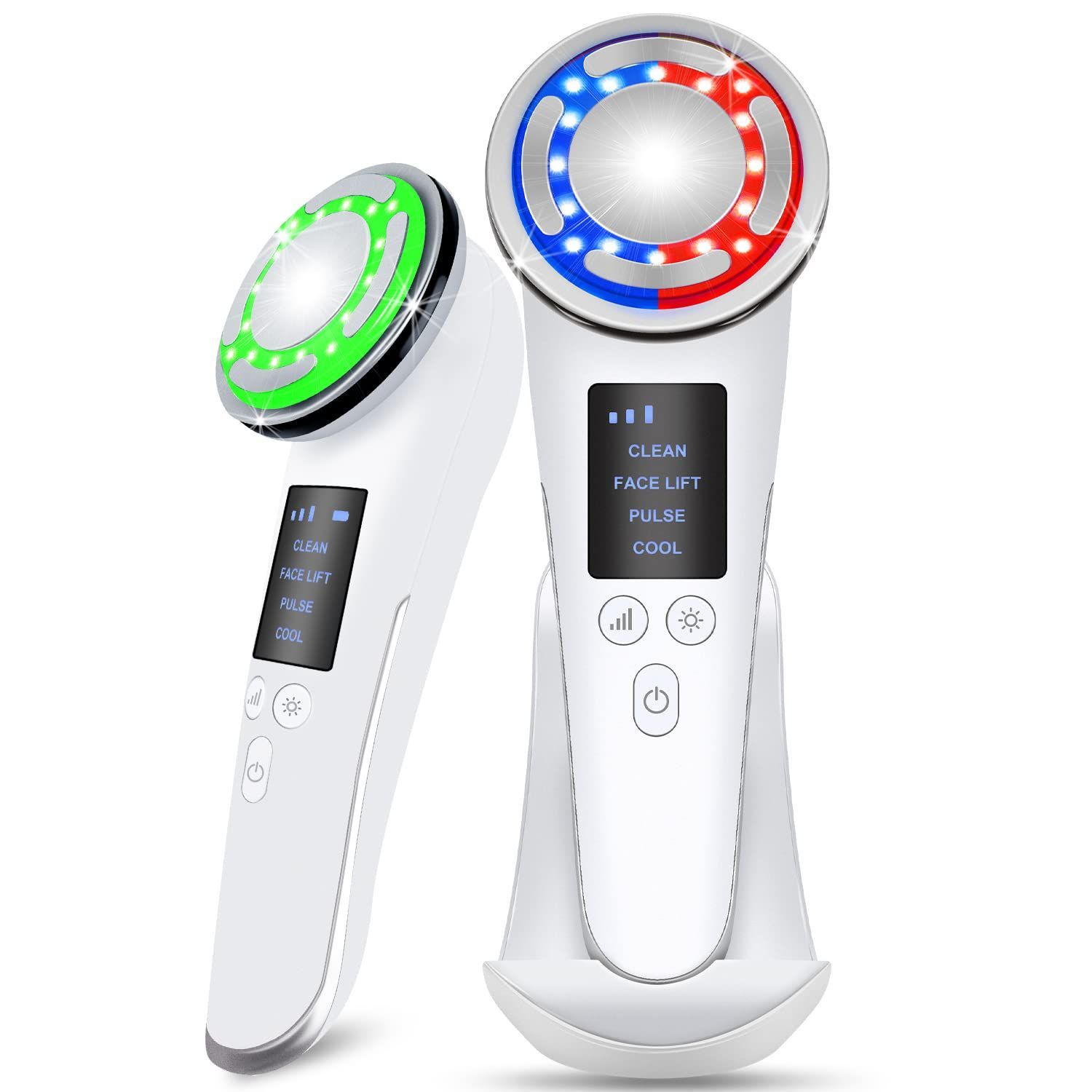 【オールインワン】 美顔器 ems 温冷ケア インサートパルス 超音波 振動 3色LED 温冷美顔器 4つのモード 3段階レベル Type C充電式 毛穴ケア 美肌 置き台付き 家庭用美顔器 男女兼用 母の日 プレ