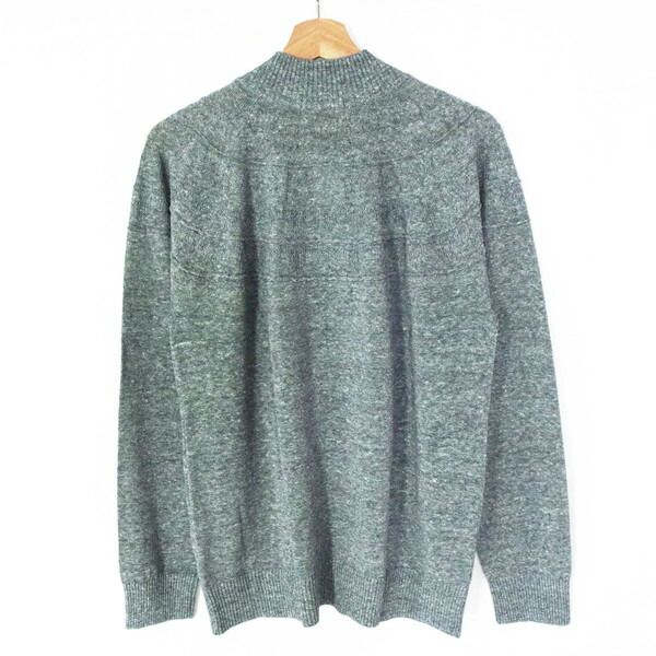 80%OFF ヒッキーフリーマン Hickey Freeman ニットカーディガン L MKN1160 Lサイズ グレー メンズ 長袖 コットン×リネン ハイネック 日本製 春夏 969-212