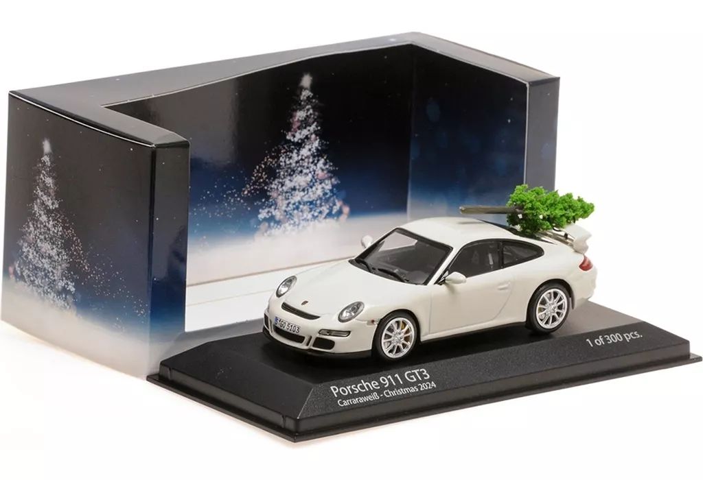 新品】ミニカー 1/43 ポルシェ 911 GT3 - 2006(ホワイト) + クリスマス