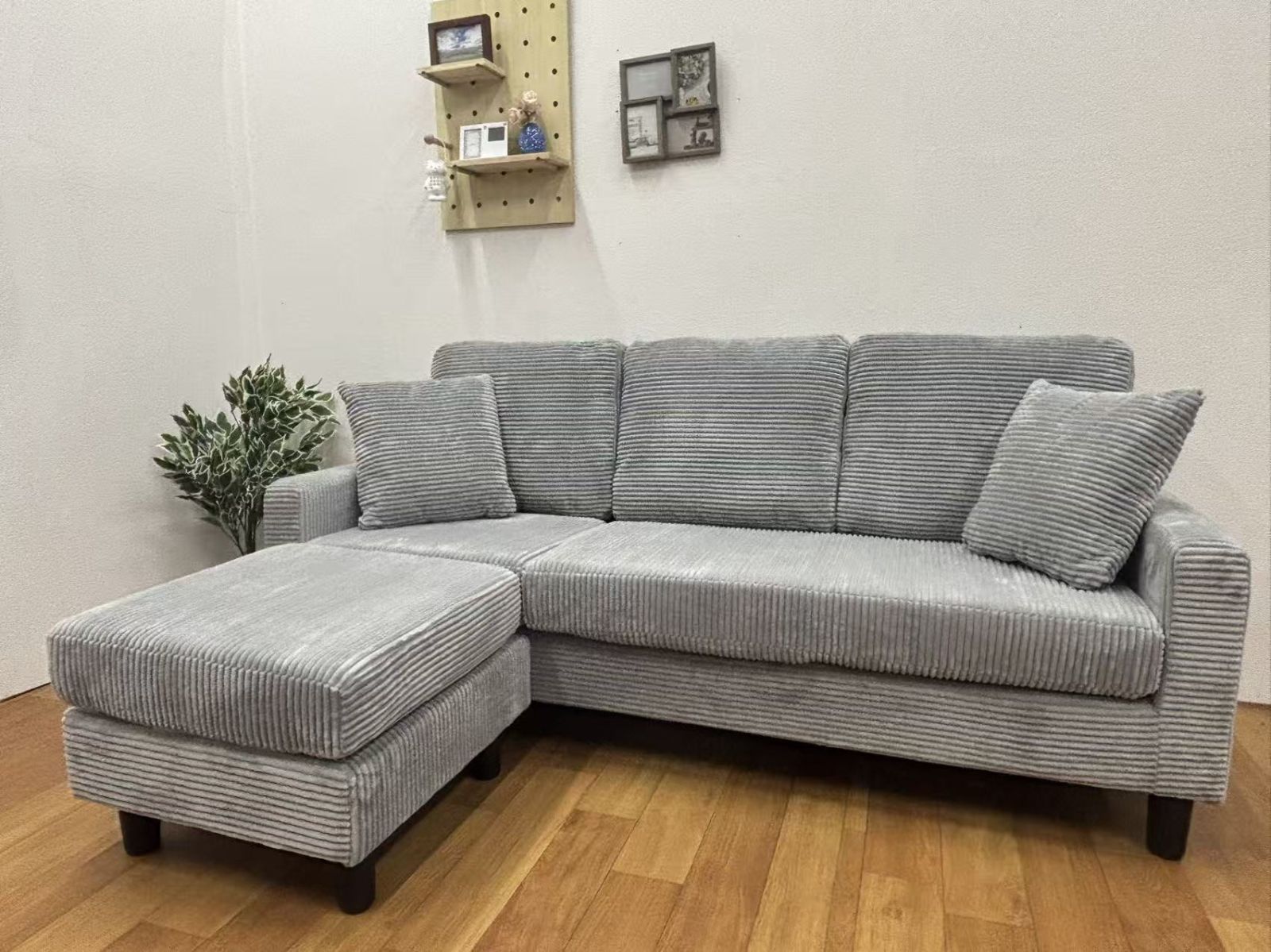 おしゃれ 北欧 カウチソファー 3人掛けソファ L字 ソファ オットマン付き 2007＃GY NEXPOTALLINN_EU