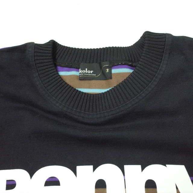 kolor カラー 日本製 度詰ボーダー天竺TEE 18SCM-T02203 3 BLACK 半袖 penny Tシャツ トップス g11988