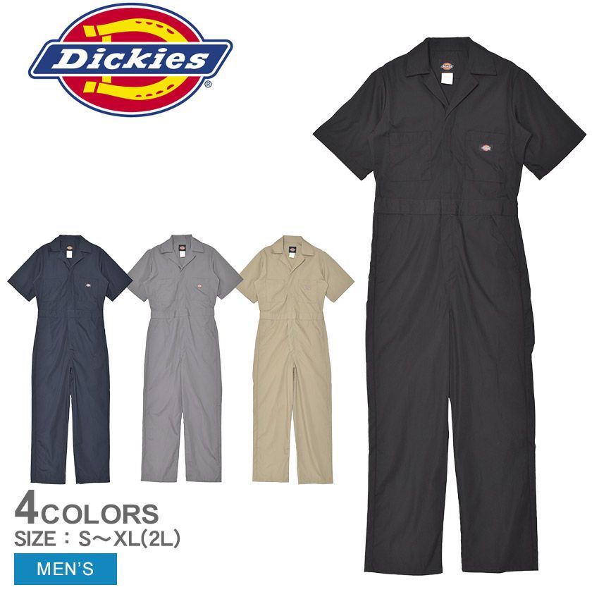 ディッキーズ つなぎ 33999 メンズ ショート スリーブ カバーオール DICKIES カラー:04.カーキ  品番：2077-0075