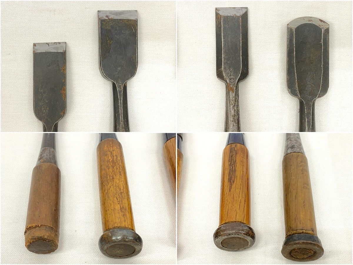 ZK069】大工道具 年代物の ノミ (のみ 鑿) 9本セット 長さ約19～22cm