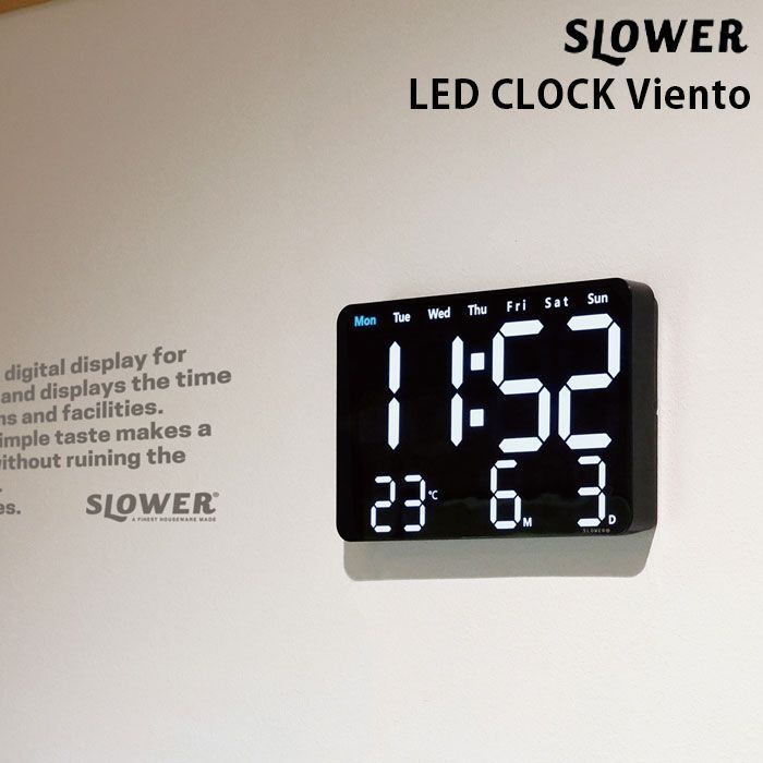 置き時計 デジタル LED 時計 おしゃれ SLOWER スロウワー SLW366 LEDクロック ビエント VIENTO 日付 目覚まし時計  デスククロック テーブルクロック カレンダー 月日表示 温度計 リビング ダイニング シンプル モダン インテリア - メルカリ