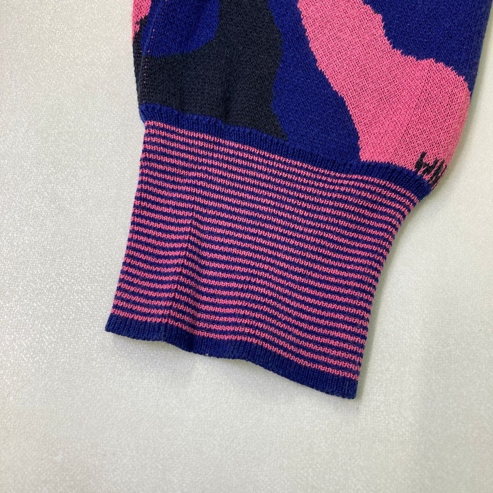 サイズ L MARK-LONA マークアンドロナ Vネック ニットセーター 迷彩柄 カモフラ ブルー系 240101528352 ゴルフウェア メンズ ストスト WHITEMONARCHHOTEL_COM