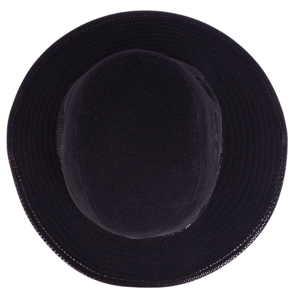 極美品 エルメス HERMES ハット 帽子 バンド カシミヤ ベルベット ベロア ラムレザー メンズ フランス製 57 ブラック