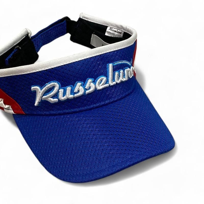 Russeluno ラッセルノ ロゴ メッシュ サンバイザー ブルー 美品 RUSSELUNO ラッセルノ サンバイザー メッシュ ブルー F