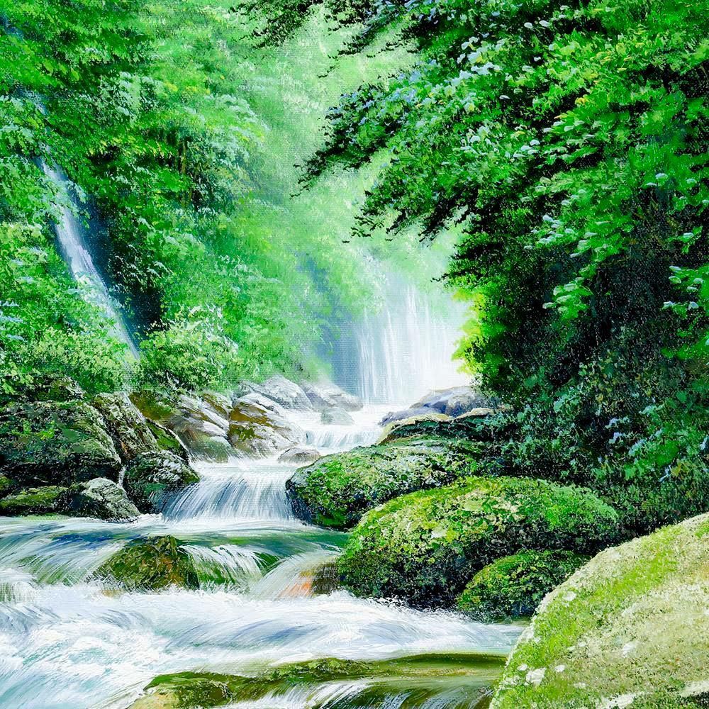 真作】【WISH】人見友紀「小田深山 愛媛県」油彩 12号 大作 共