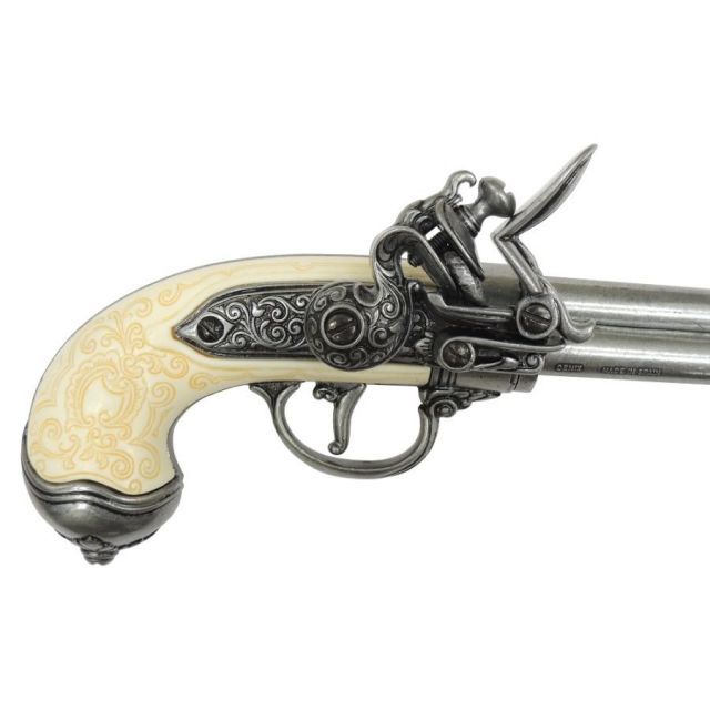 フリントロック　メタル　アンティーク　細密　装飾　西洋　様式　古式砲　台座付 フリントロック メタル アンティーク 細密 装飾 西洋 様式 古式砲 台座