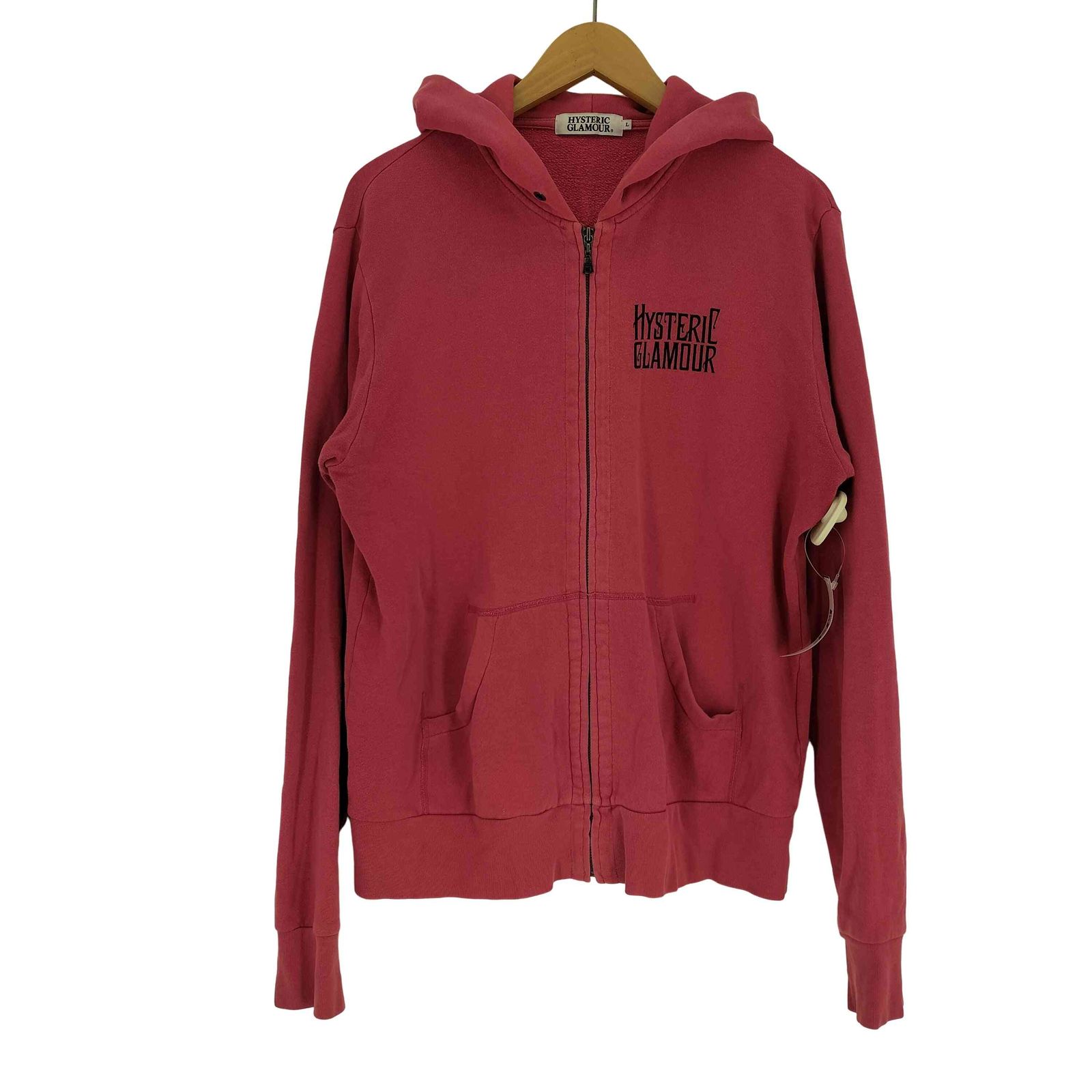 ヒステリックグラマー　バックガールプリントジップアップパーカー　赤×グレー　レア ヒステリックグラマー HYSTERIC GLAMOUR バック ヒスガール