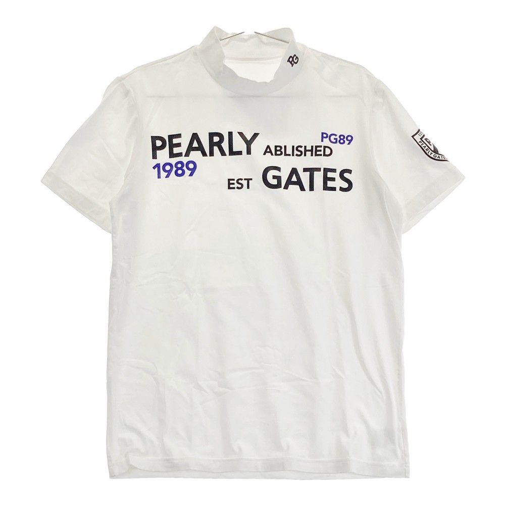 サイズ：4 PEARLY GATES パーリーゲイツ 2022年モデル ハイネック 半袖Tシャツ ロゴ  ホワイト系 [240101322714]# ゴルフウェア メンズ ストスト