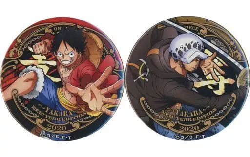 中古】バッジ・ピンズ [単品] ルフィ＆ロー 輩缶バッジ2種セット