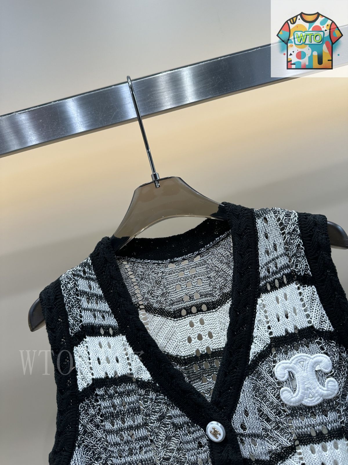 今日特価】Celine 25 夏季 刺繍ストライプ カラーブレンド