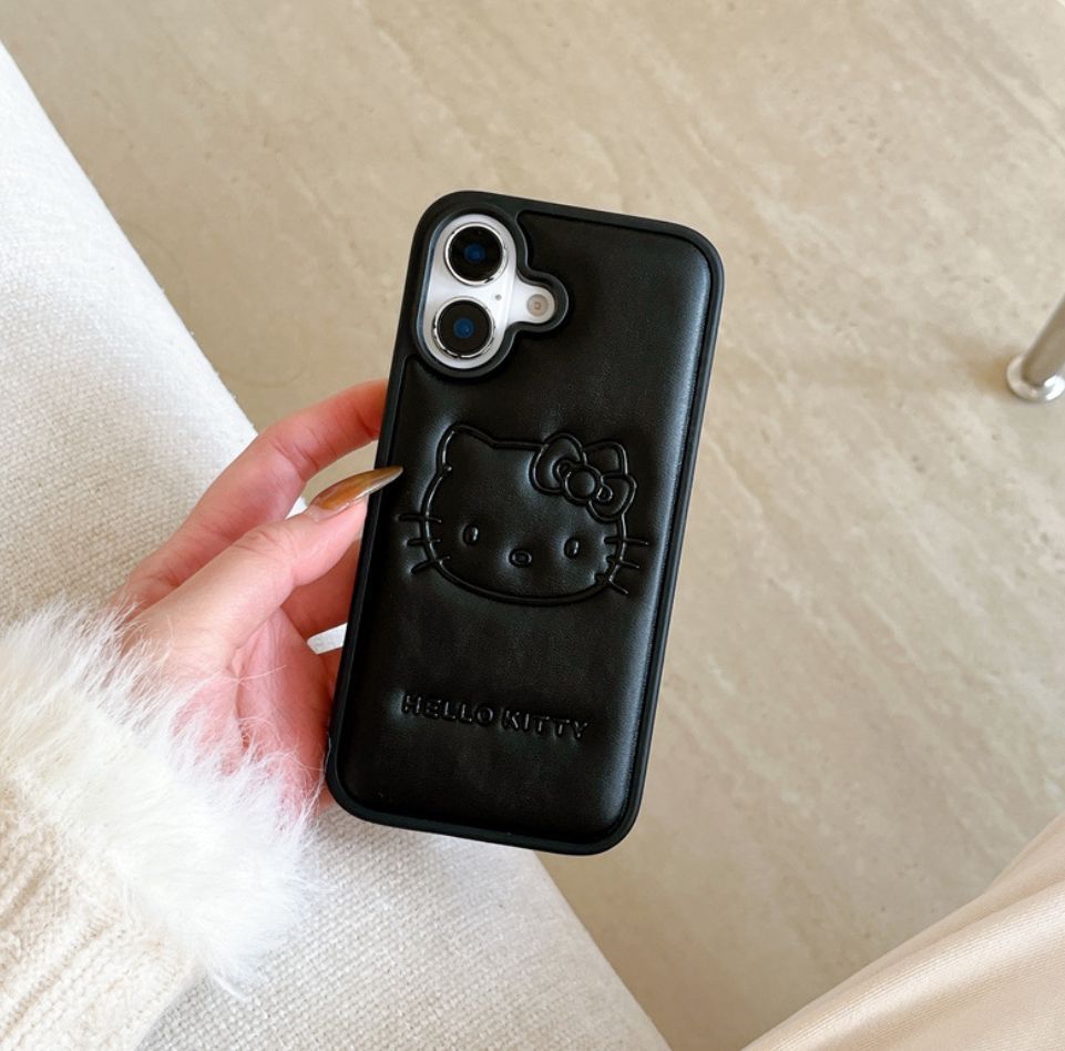カートンレザー調エンボスHello Kitty対応iPhoneケース 耐衝撃