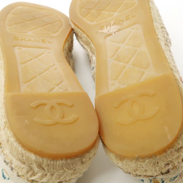 CHANEL エスパドリーユ G29762 リネン #39 麻 ロゴ スリッポン