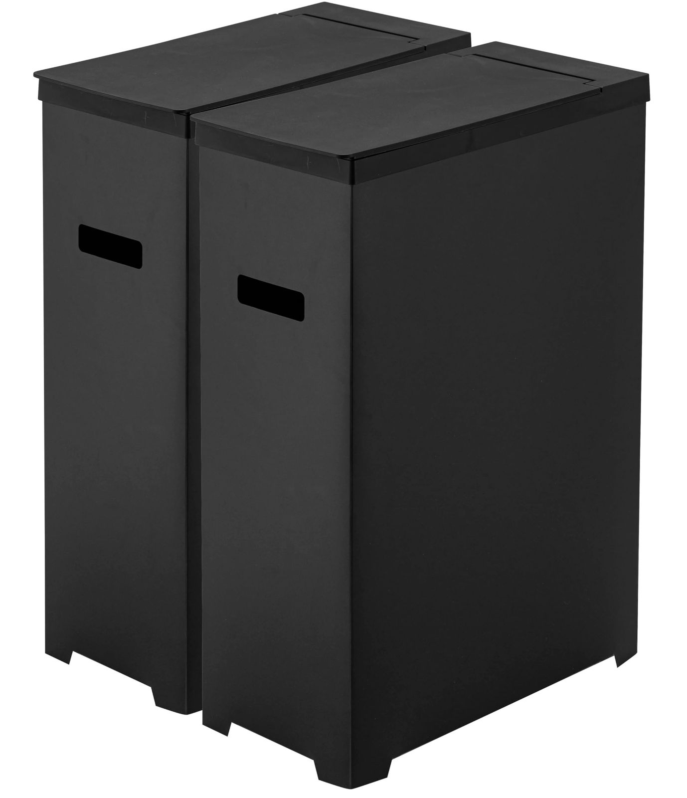 特別価格 5206 折り畳んで運べる タワー 約W19×D40×H54cm 1個あたり ブラック 2個組 スリム蓋付きゴミ箱 山崎実業 Yamazaki