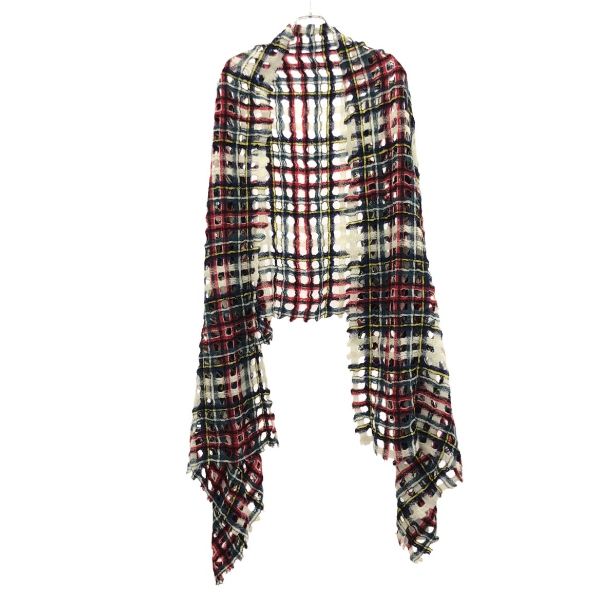 Faliero Sarti ファリエロサルティ パンチングカットチェック柄フリンジストール ミックス