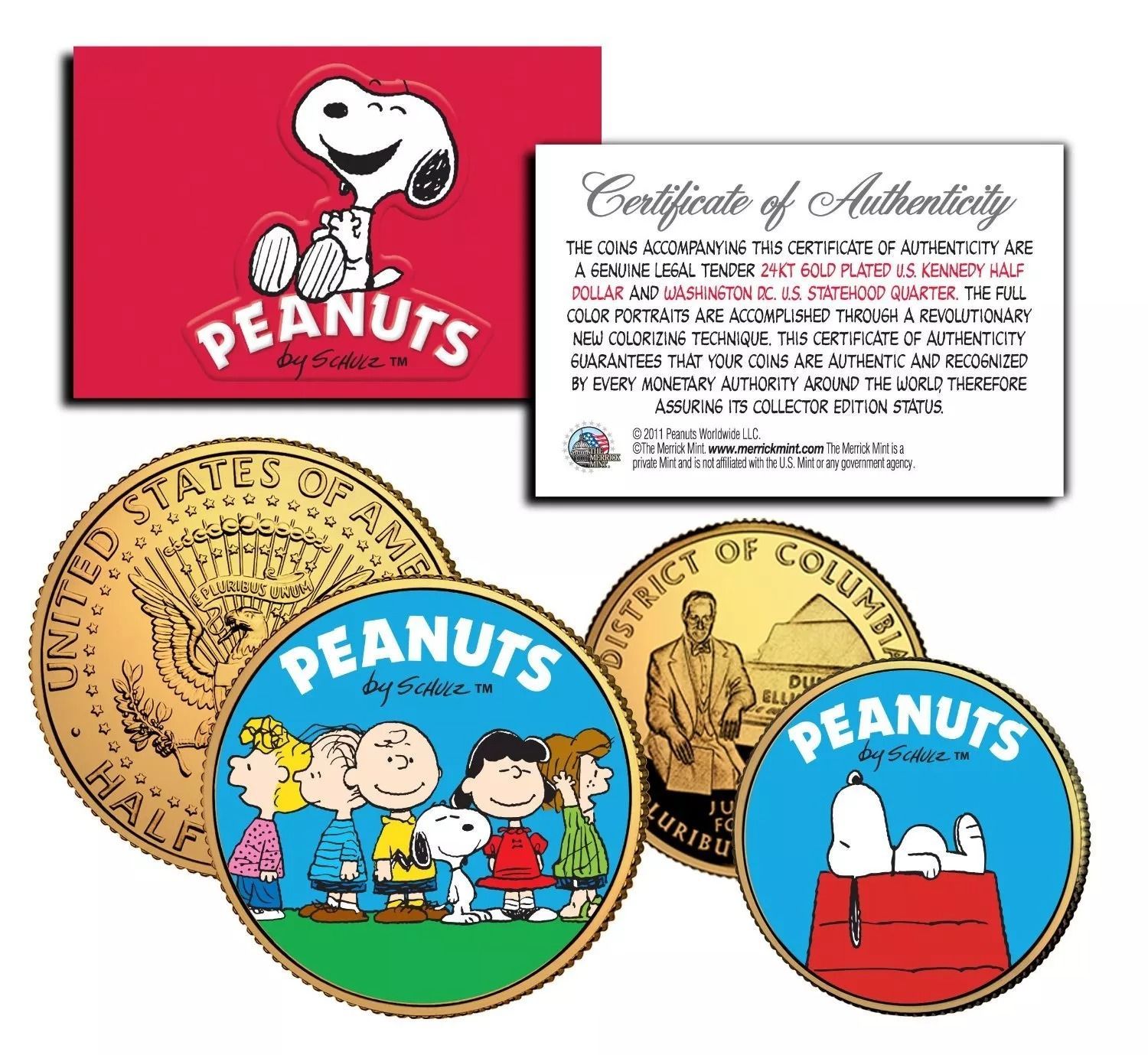 アメリカ 1/2&1/4ドル硬貨 2枚セット スヌーピー 60周年記念 限定カラー&24金P コイン ピーナッツ/PEANUTS USA 証明書付  新品 ハーフダラー - メルカリ