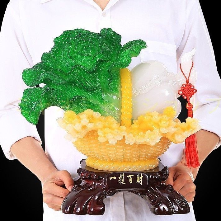白菜 伝統 工芸品 富飾り はくさい 置物 樹脂製 厄除 開運 幸運 財運 金運 安産祈願 無病息災 子宝 健康運 リビング インテリア 玄関 オフィス 幸運 長寿 縁起物 魔除け