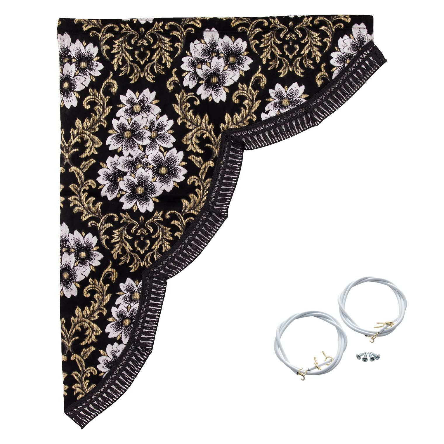 Size M W 650mm×H 750mm _Color ブラック ミヤビ 雅 トラック用品 トラック用カーテン サイドカーテン M 桜 ブラック フレンジ ブラック MSC-SA-BKM M W 650mm×H 750mm