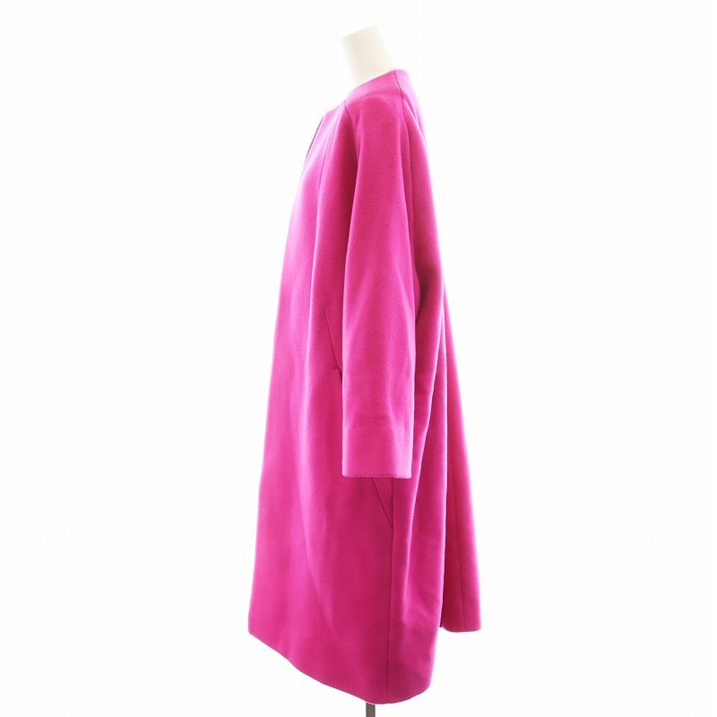 ミラオーウェン Mila Owen ノーカラードルマンコート ロング丈 ウール  