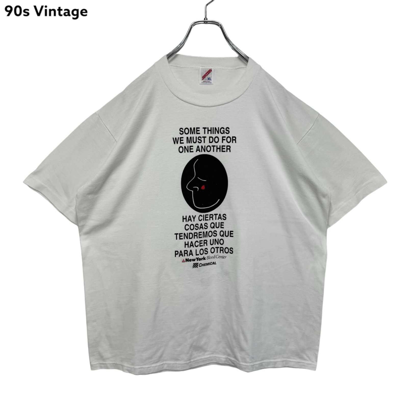 90s vintage XL USA製 New York Blood Center message Tシャツ