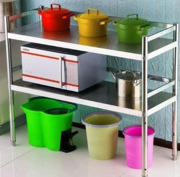 激安価額! ガード付きステンレス棚着地多層台所用品小百貨店電子レンジ収納棚 決算大セールSALE！