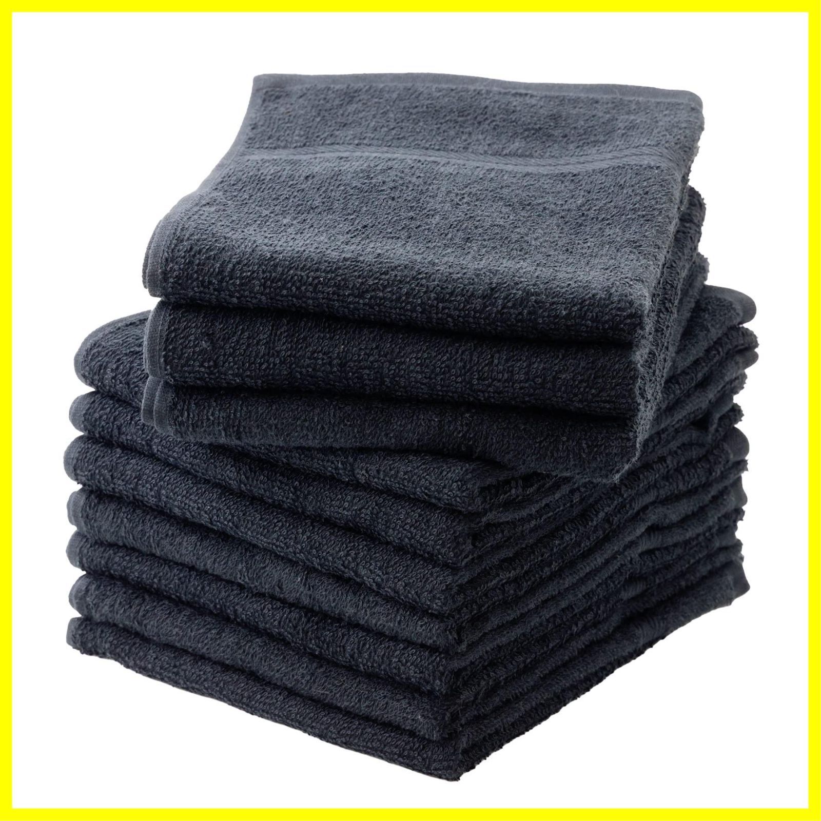 ☆送料無料☆泉州タオル フェイスタオル 薄手(180匁) 日本製 綿100% 吸水 速乾性 業務用 同色10枚セット ブラック